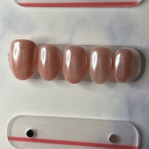 Glazed Donut Press On Nails Clean Girl Chrome Natural Minimal Set